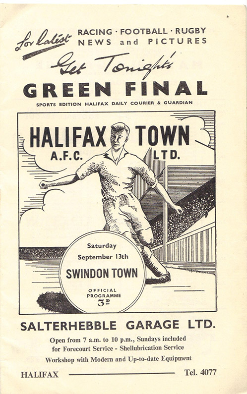 <b>Saturday, September 13, 1958</b><br />vs. Halifax Town (Away)